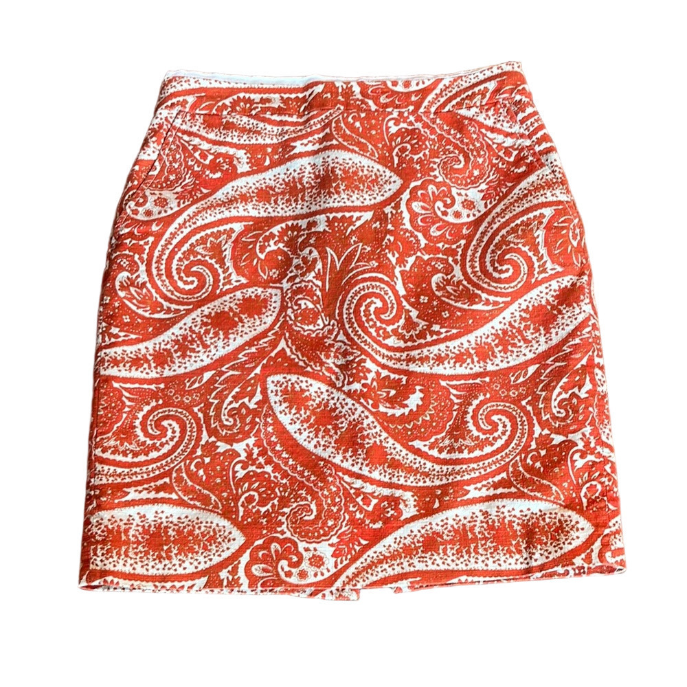 J. Crew Orange and Cream PencilSkirt - Size 8